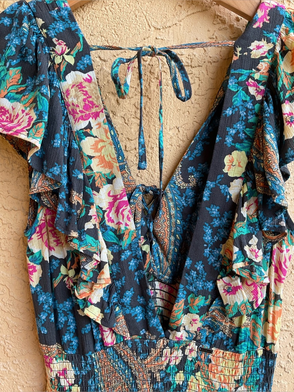 O'NEILL Rose Floral Paisley NOLEE Plunge Open Back Maxi  Boho Dress MEDIUM - Picture 10 of 16